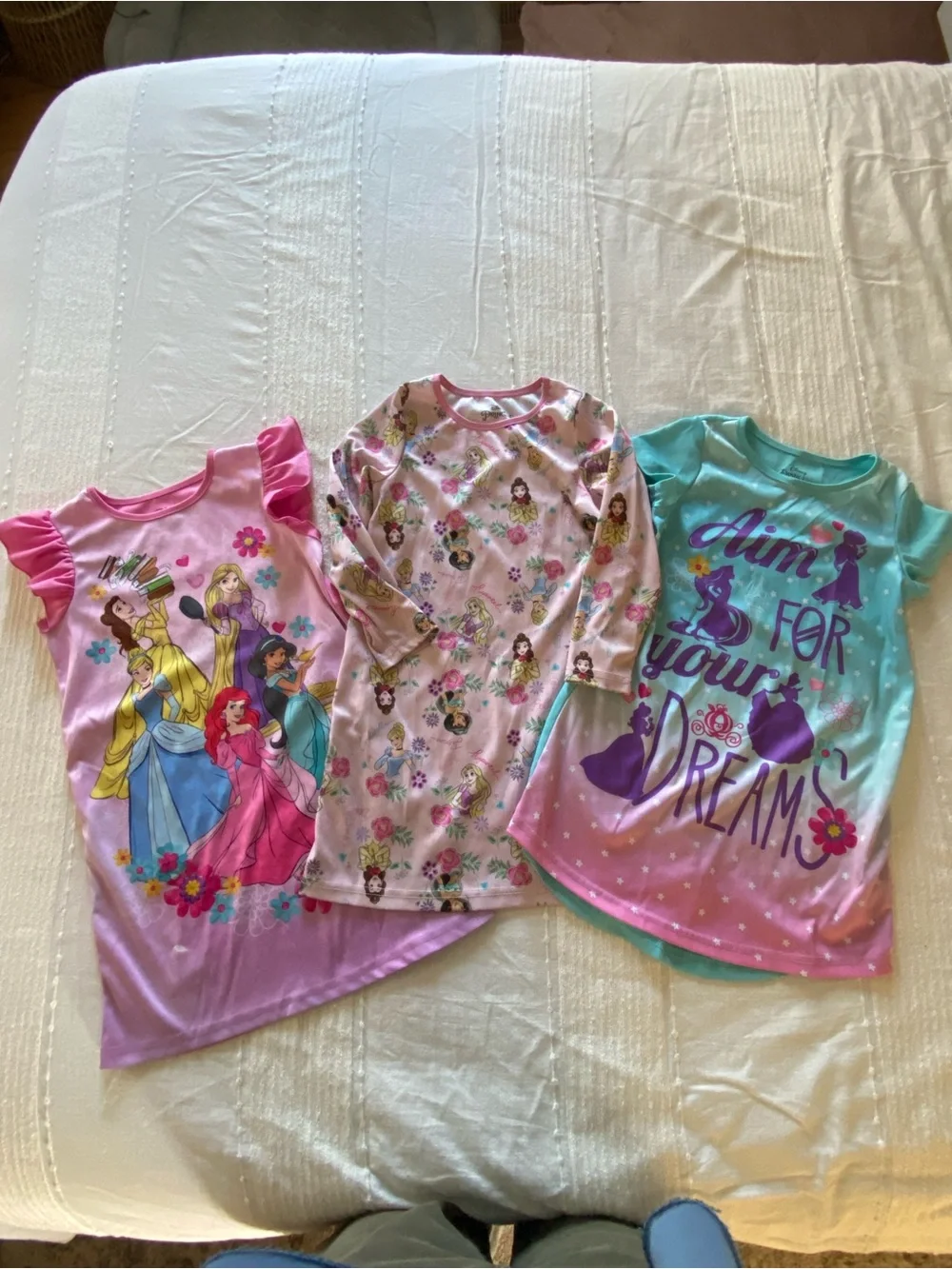 Disney Girls' Pink & Teal Princess Nightgowns - 3-Pack